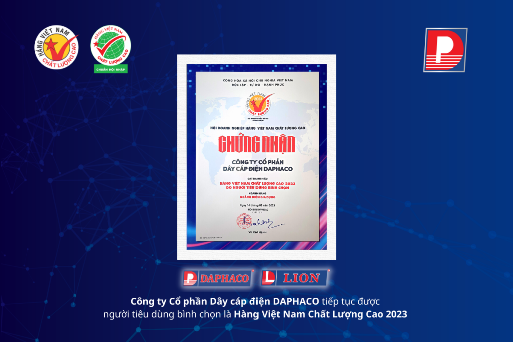 LION Electric Cable – Daphaco is honored to be voted as a High-Quality Vietnamese Goods in 2023